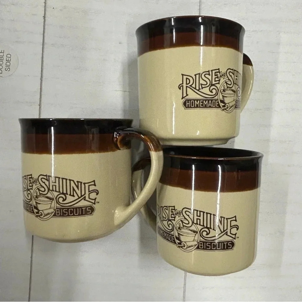 3 Vintage mmHardees Rise and Shine‎ Coffee Mugs 1984 EUC